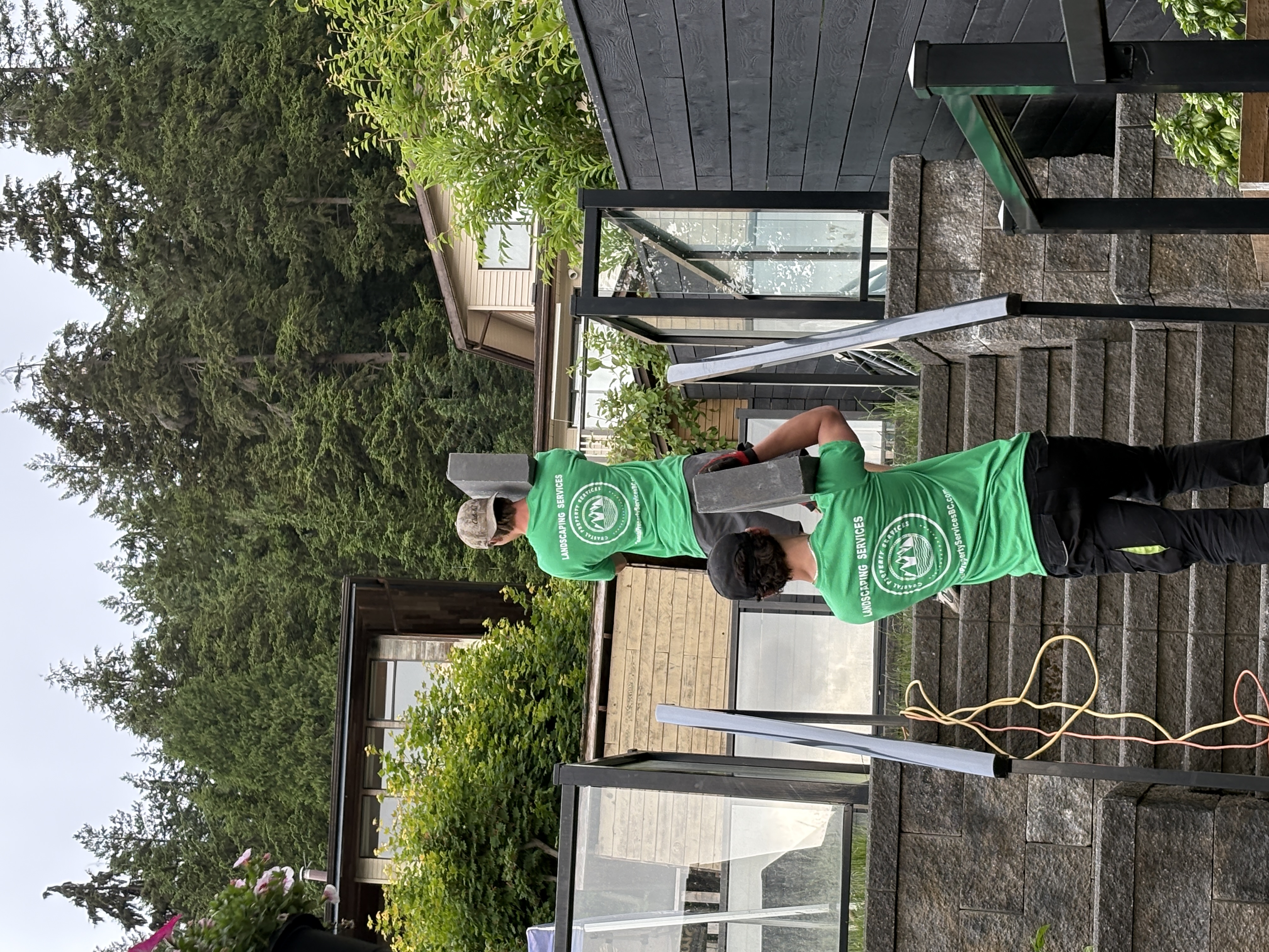 Coastal Property Services crew installing pavers in Metro Vancouver