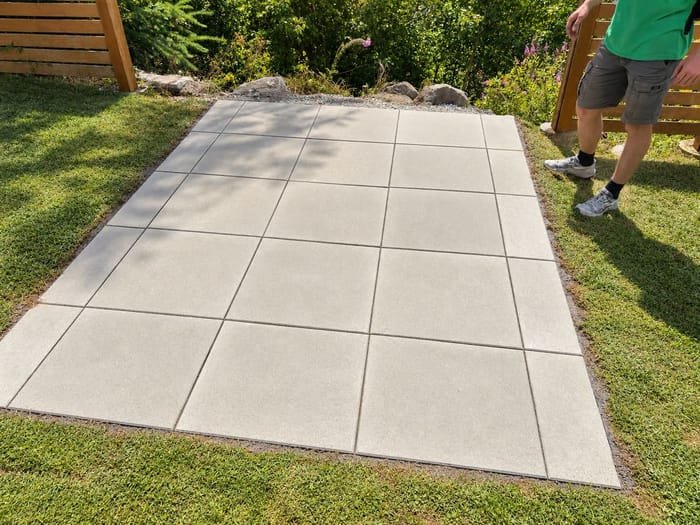 New paver patio pad installation in Metro Vancouver, BC by Coastal Property Services